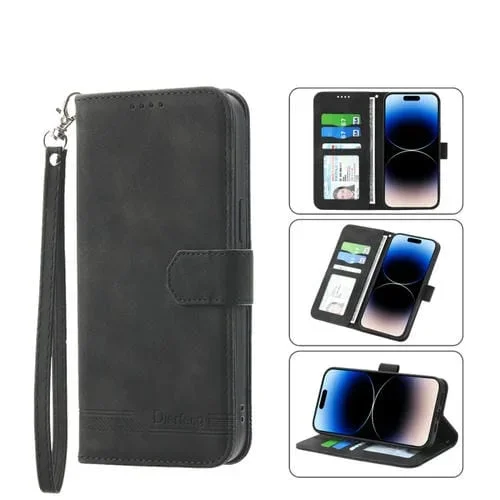 Funda para iPhone 12 Pro Max Dierfeng Dream Line TPU y Cuero PU (Negro)