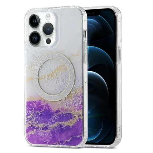 Funda para iPhone 12 Pro Max Dual-Side Imd Marble Magsafe (Blanco Púrpura)