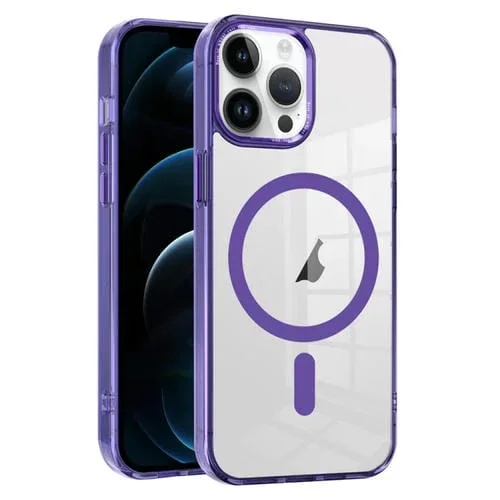 Funda para iPhone 12 Pro Max Ice Color Magnetic Series PC con Estuche Acrílico para Teléfono Magsafe (Púrpura)