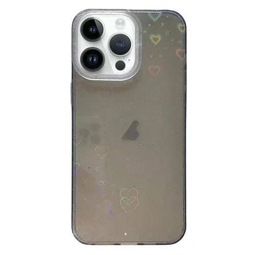 Funda para iPhone 12 Pro Max Love Pattern Marco de Lente Transparente Acrílico IMD (Negro)