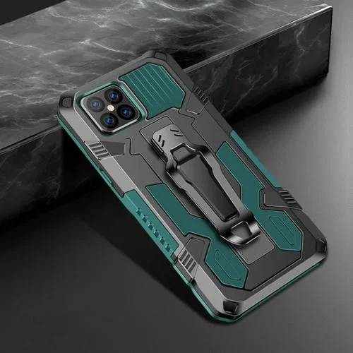 Funda para iPhone 12 Pro Max Machine Armor Warrior PC a Prueba de Golpes con TPU (Verde Militar)