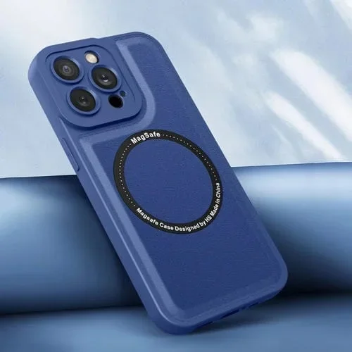 Funda para iPhone 12 Pro Max Magsafe Cuero Liso Magnética (Azul Real)
