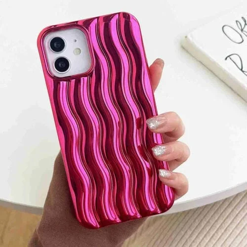 Funda para iPhone 12 Pro Max Plating 3D Water Wave Texture (Rojo)