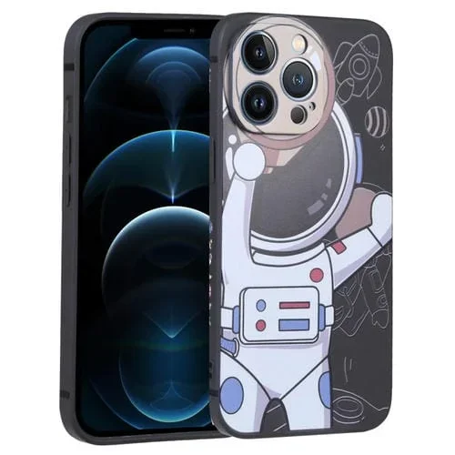 Funda para iPhone 12 Pro Max Spaceman Binoculars Phone Case (Negro y Beige)
