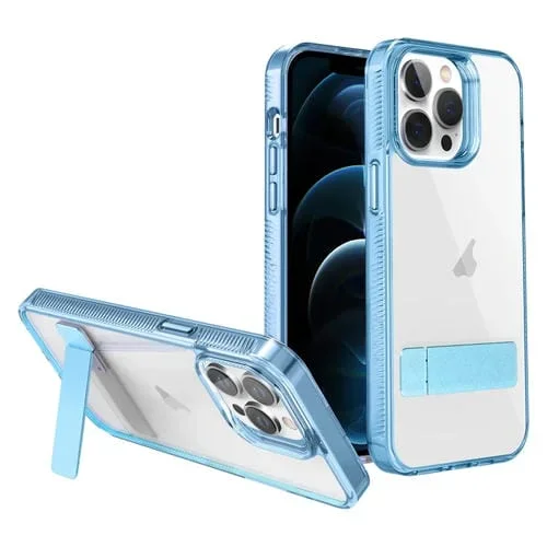 Funda para iPhone 12 Pro Max Transparente con Soporte Alto (Azul)