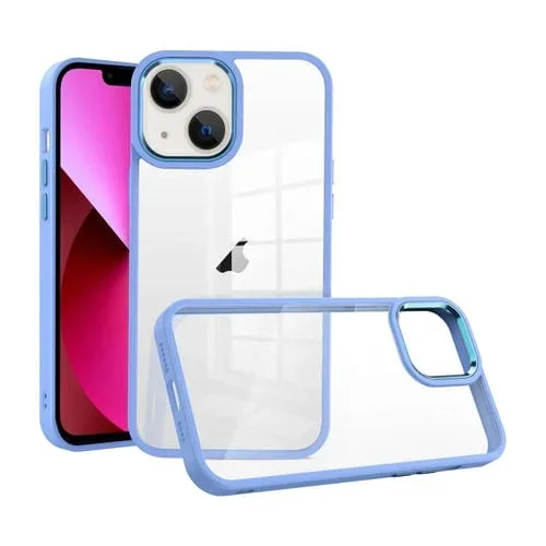 Funda para iPhone 13 Macaron High Transparent PC Phone Case (Azul Claro)