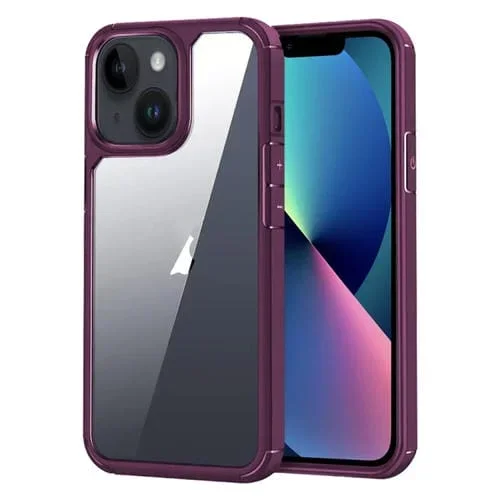 Funda para iPhone 13 Mini Acrílico y TPU Transparente a Prueba de Golpes (Rojo Vino)