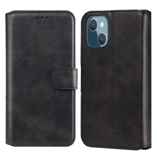 Funda para iPhone 13 Mini Classic Calf Texture PU + TPU Cuero con Tapa Horizontal Soporte Ranuras Tarjetas Billetera (Negro)