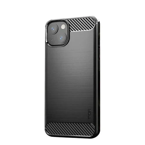 Funda para iPhone 13 Mini Mofi Gentleness Series Textura Cepillada Fibra de Carbono Soft TPU (Negro)