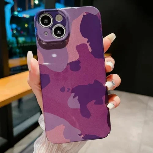 Funda para iPhone 13 Mini PC Precise Hole Camouflage Pattern (Púrpura Oscuro)
