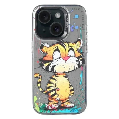Funda para iPhone 13 PC + TPU con Patrón de Animales Gato Colorido