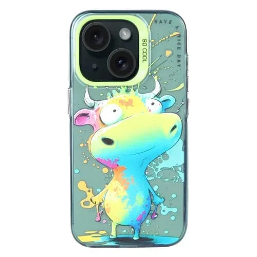 Funda para iPhone 13 PC + TPU con Patrón de Animales y Pintura al Óleo (Ganado Colorido)