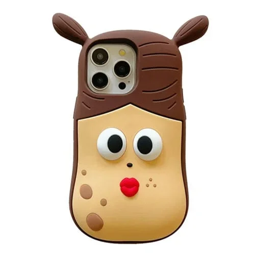 Funda para iPhone 13 Pro 3D Fun Braid Girl Silicona Pinch Eyes
