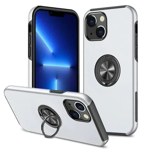 Funda para iPhone 13 Pro Anillo Magnético Kickstand a Prueba de Golpes (Plata)