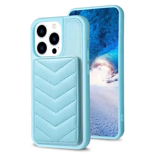 Funda para iPhone 13 Pro Bf26 Wave Pattern Porta Tarjetas y Bolsa (Azul)