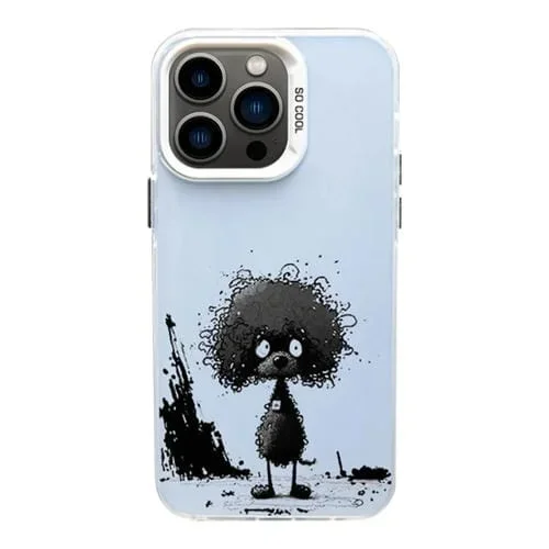 Funda para iPhone 13 Pro Color Ink Frosted PC con Estuche TPU Curl Teddy