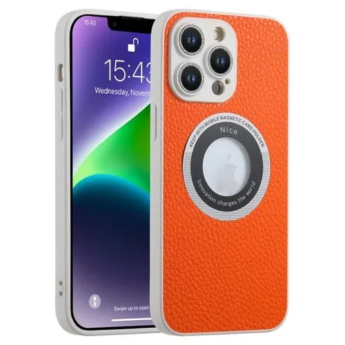 Funda para iPhone 13 Pro Max Glitter Lens Magsafe Magnética (Naranja)