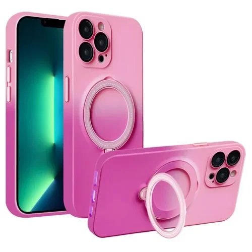 Funda para iPhone 13 Pro Max Magsafe Holder Gradient TPU Phone Case (Rosa Rojo)