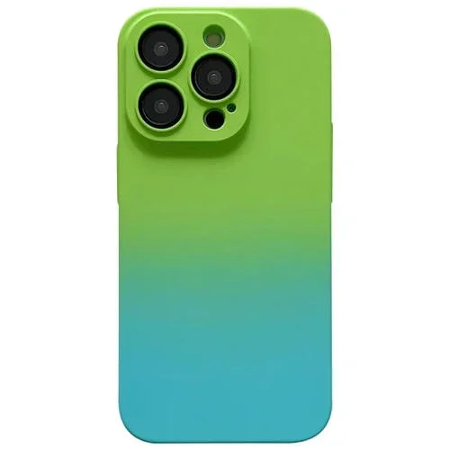 Funda para iPhone 13 Pro Max Skin Feel Gradient Phone Case (Verde + Azul)