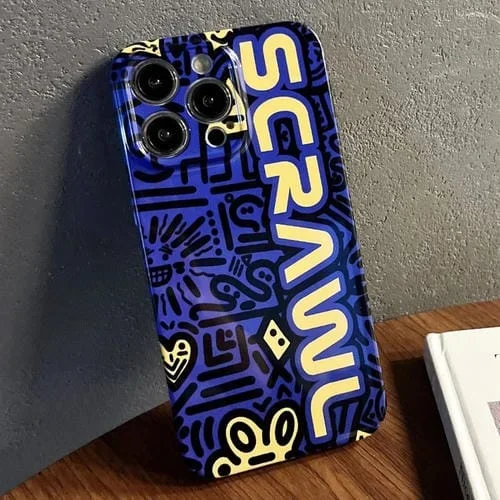 Funda para iPhone 13 Pro PC Patrón Pintado Precise Hole (Blue Scr)