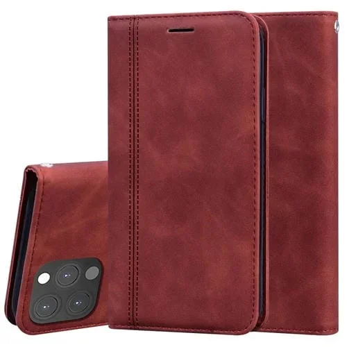 Funda para iPhone 13 Pro Pu Cuero con Soporte, Ranura para Tarjeta y Cordón (Marrón)