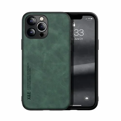 Funda para iPhone 13 Pro Skin Feel Magnética de Cuero para Teléfono (Verde)