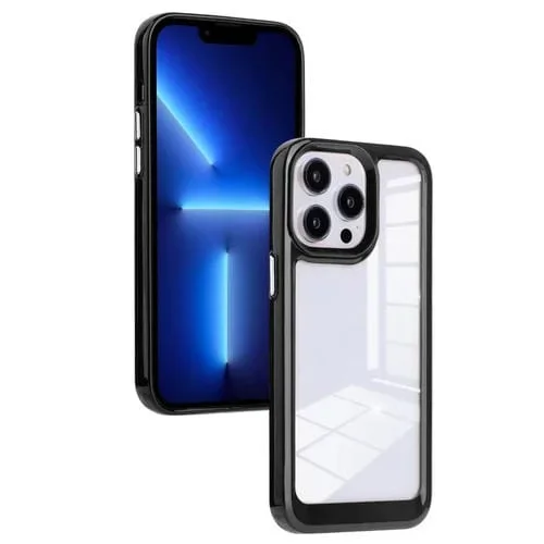 Funda para iPhone 13 Pro Solid Solor TPU Space Acrylic Phone Case (Negro)