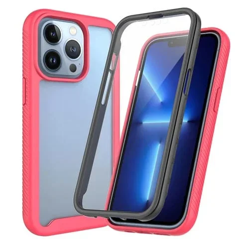 Funda para iPhone 13 Pro Starry Sky Solid Color Series PC + TPU a Prueba de Golpes con Película Pet (Rose Red)