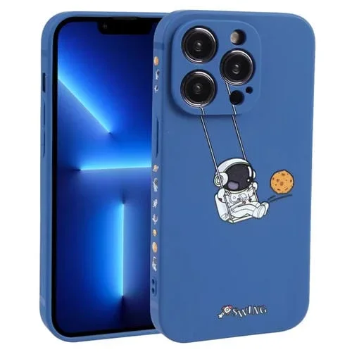 Funda para iPhone 13 Pro TPU Astronaut Swinging Pattern (Azul)