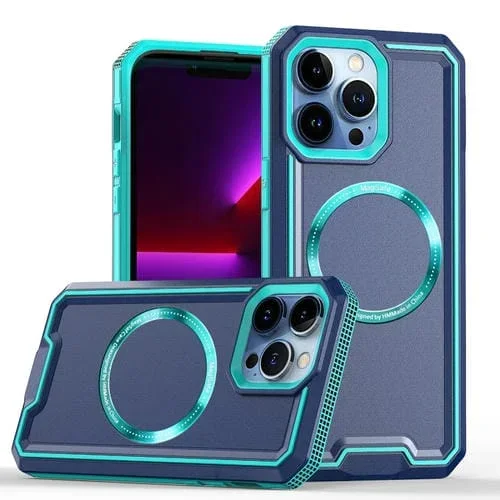Funda para iPhone 14/13 Armor Two-Color Magsafe Magnética TPU + PC (Azul Claro + Azul)