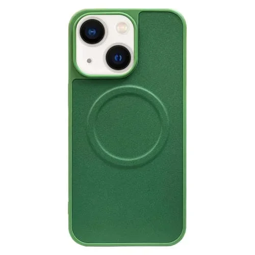 Funda para iPhone 14 2 En 1 Magsafe Cuero Silicona Magnética (Verde)