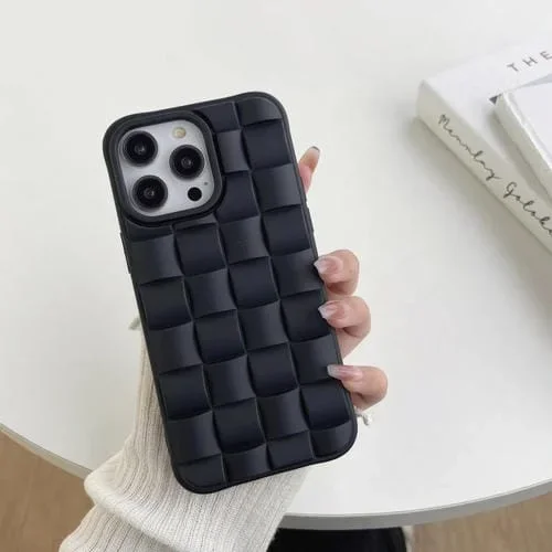 Funda para iPhone 14 3D Cube Weave Texture Skin Feel (Negro)