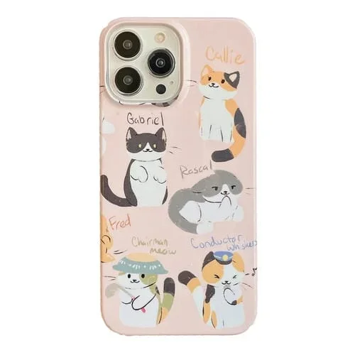 Funda para iPhone 14 Cartoon Film Craft Hard PC Phone Case con Lindos Gatos