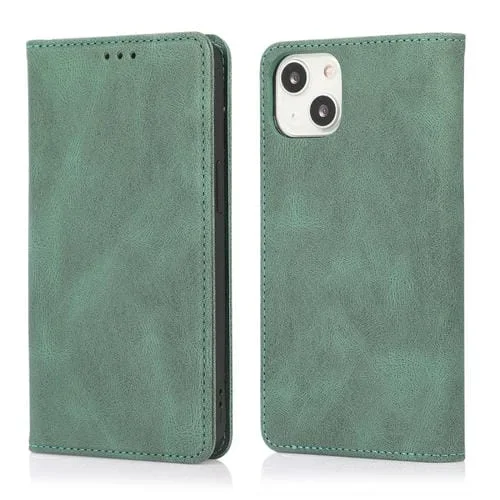 Funda para iPhone 14 de Cuero Magnético Fuerte (Verde)