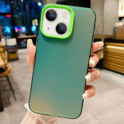 Funda para iPhone 14 Imd Colorful Gradient PC con Caja de Acrílico (Verde)