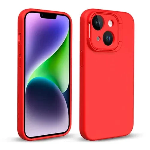 Funda para iPhone 14 Magsafe Liquid Silicone Lens Holder (Rojo)