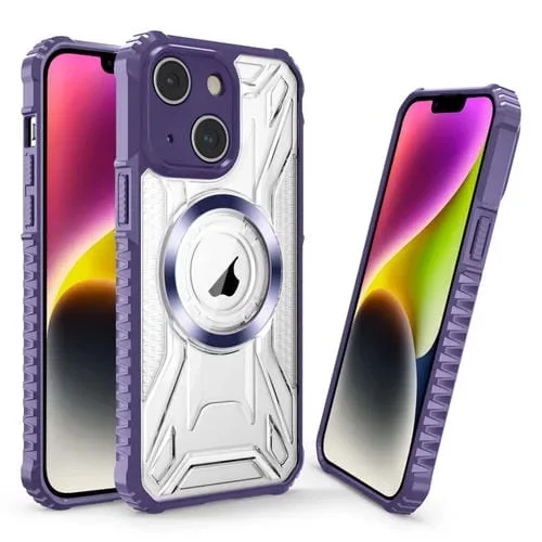 Funda para iPhone 14 Plus Cd Texture Magsafe Phone Case (Morado Oscuro)