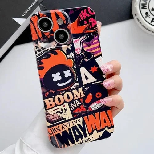 Funda para iPhone 14 Plus PC Patrón Pintado Precise Hole (Orange Comics)