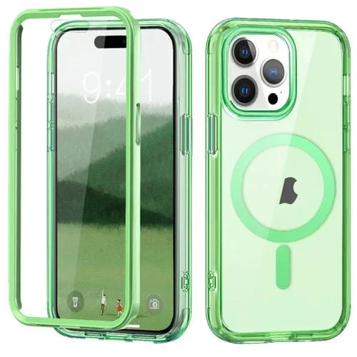 Funda para iPhone 14 Pro 2 En 1 Magnética Colorida PC + TPU (Verde)
