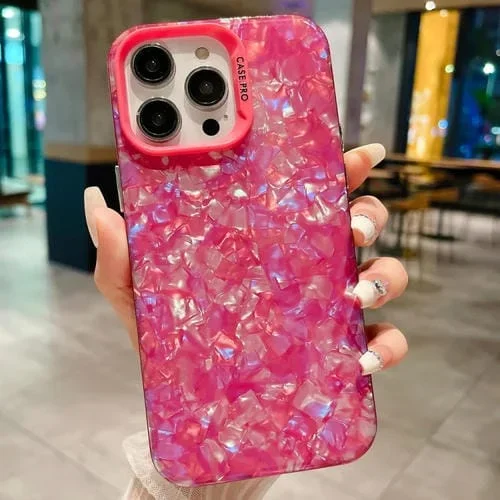 Funda para iPhone 14 Pro Max Imd Shell Textura TPU + Caja de Acrílico (Rosa Roja)