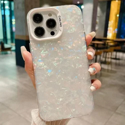 Funda para iPhone 14 Pro Max Imd Shell Textura TPU con Caja de Acrílico (Blanco)