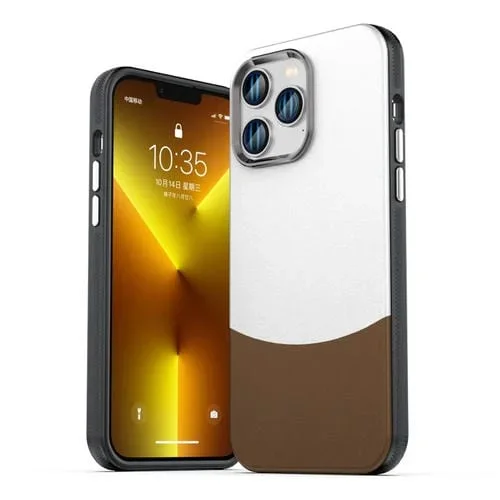 Funda para iPhone 14 Pro Max Textura de Cuero Magsafe Magnética TPU + PC (Marrón)