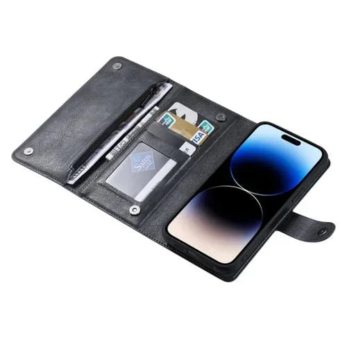 Funda para iPhone 14 Pro Max Vili Gv Series Magsafe Cuero con Cremallera Magnética (Negro)