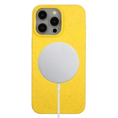 Funda para iPhone 14 Pro Max Wheat Magsafe Material de Paja Magnética + TPU (Amarillo)