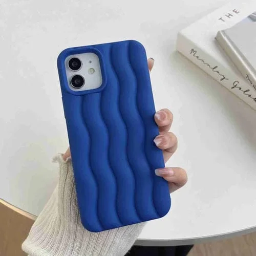 Funda para iPhone 14 Skin Feel 3D Water Wave Texture (Royal Blue)
