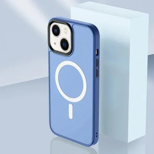Funda para iPhone 14 Skin Feel TPU + Frosted PC Magsafe (Azul Marino)