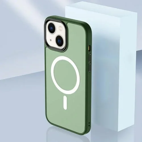 Funda para iPhone 14 Skin Feel TPU + Frosted PC Magsafe (Verde)