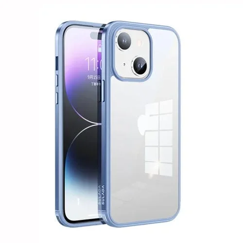 Funda para iPhone 14 Sulada Metal Frame + Nano Glass + TPU Phone Case (Sierra Blue)