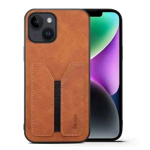Funda para iPhone 15 Denior Dv Ranura para Tarjeta Elástica Pu Contraportada (Marrón)