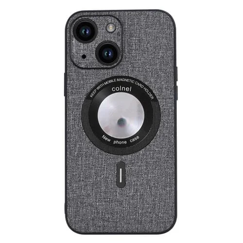 Funda para iPhone 15 Magnética de PU Magsafe con Textura de Tela (Gris)